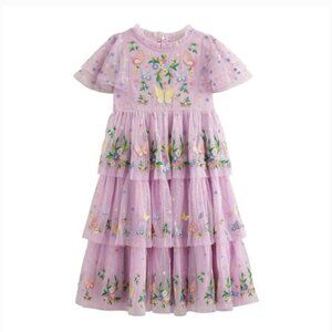 Rare LIKE NEW! Size 9-10 Girls Mini Boden Lilac Butterfly and Tulle Dress